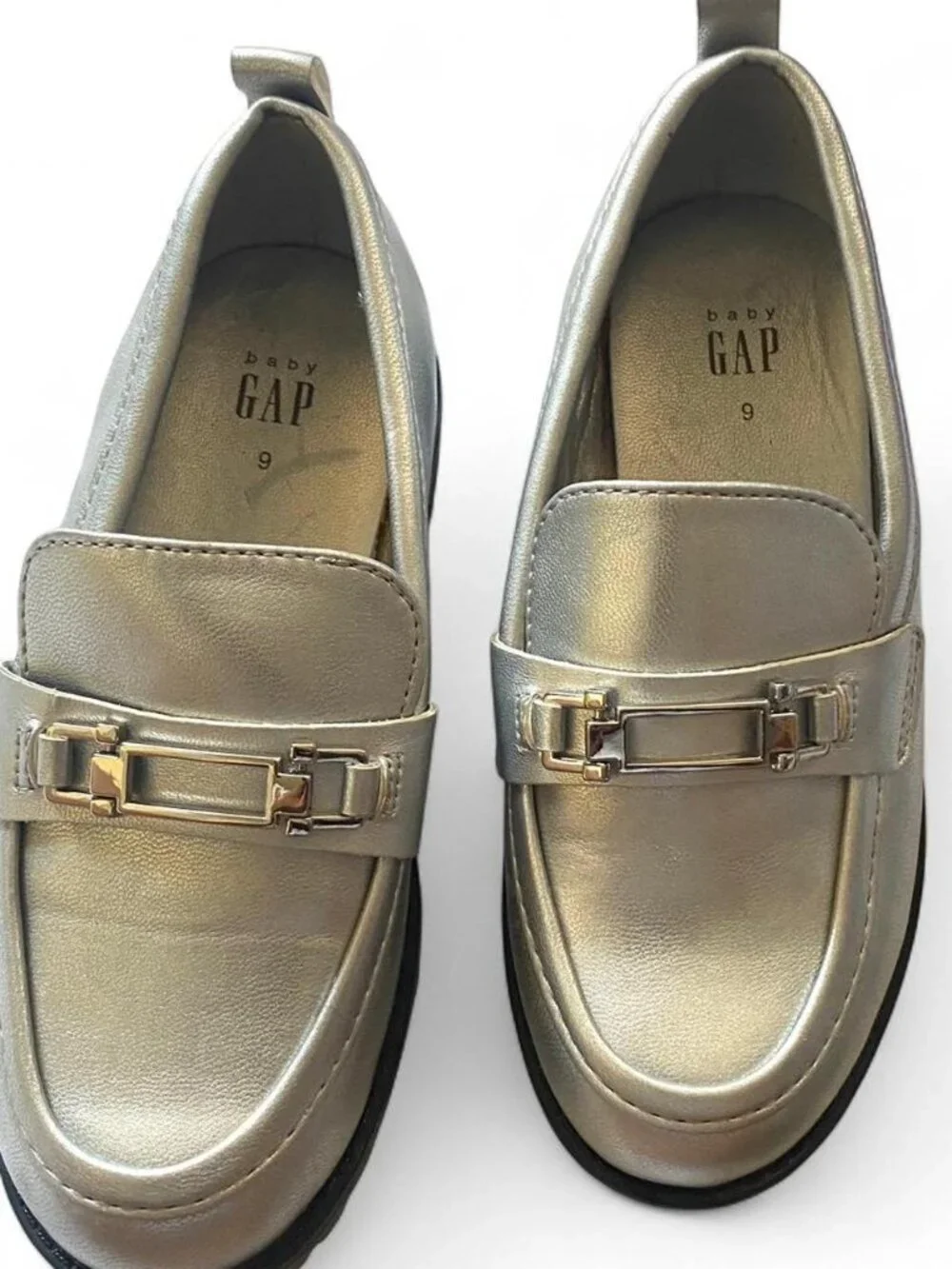 BabyGap Girls' Silver and Black Loafers 9C